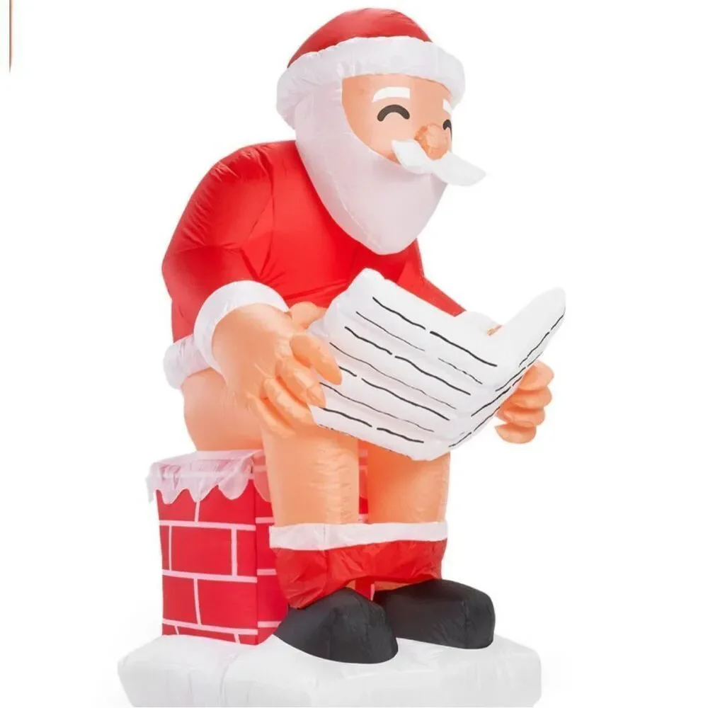 SANTA'S LOG ON THE FIRE CHRISTMAS INFLATABLE DECORATION HOLIDAY FUNNY NOVELTY